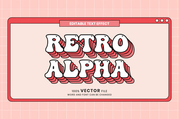 Fototapete - Retro Alpha 70s Groovy Bubble Text Style Effect Editable