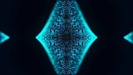 Poster - Digital technology background. Wave of glowing points. Futuristic background for presentation design. 3d rendering