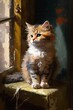Cute cat in 18 century room. Oil painting.
Generative AI art.