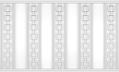 Poster - 3d rendering. luxurious White wood square line shape pattern panel vintage design wall background.