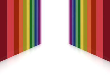 Poster - 3d rendering. alternate rainbow colorful lgbt stage hallway floor wall background.