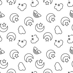 Wall Mural - seamless monochrome repeating pattern of star, snow, rainbow
