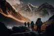 canvas print picture - Rucksack Touristen auf dem Weg zum Himalaya