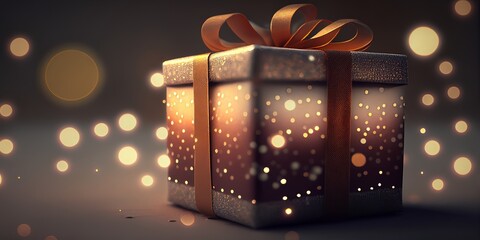 Closeup shot gift gift box blurred background Generative AI