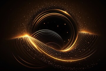 Wall Mural - Amber Flares in A Starry Night Sky: An Abstract Astronomy Artwork: Generative AI