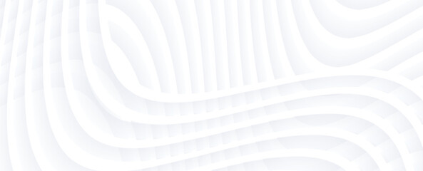 Poster - White striped background, 3d wavy stripes  abstract background white gray pattern
