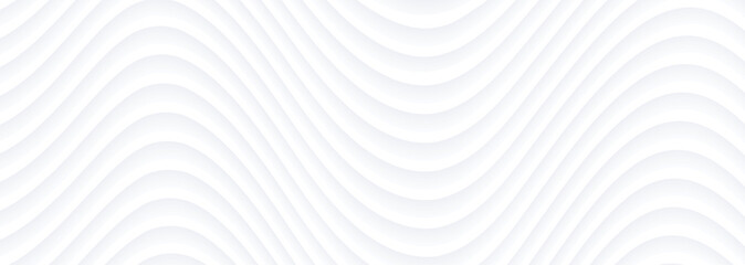 Poster - White striped background, 3d wavy stripes  abstract background white gray pattern