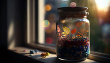 Homemade Charm: Vintage Glass Jars As Storage And Decoration (created With Generative AI)