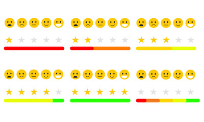 Poster - Set feedback or quality control rating mood vector image set of happy and sad emoticons eps10