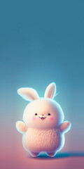 Sticker - Easter Concept with Cute Chubby Rabbit.