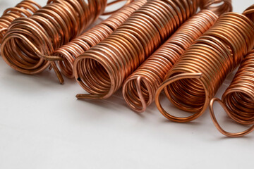 Wall Mural - copper waste for recycling. copper wires coiled into spirals