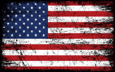 Grunge American flag.Vector flag of USA.