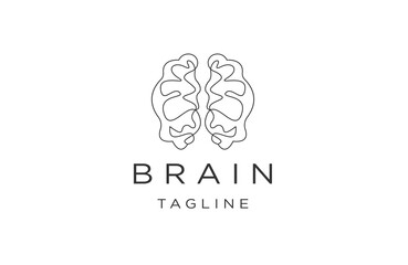 Wall Mural - Brain line logo icon design template flat vector