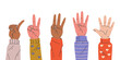 Hand finger count one two three four five concept set. Vector graphic design illustration element
