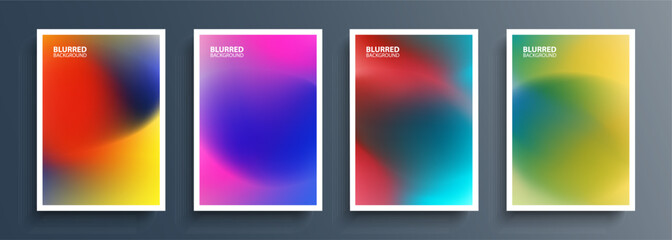 Fototapete - Set of blurred multicolored backgrounds with bright color gradients. Vivid color templates collection for brochure covers, posters and flyers. Vector illustration.