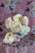 Close-up floral composition with a pink Ranunculus flowers . Beautiful bouquet of a spring flowers.
