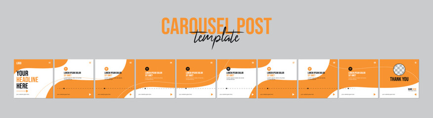 Wall Mural - instagram carousel template and social media post layout design, set of business microblog carousel 