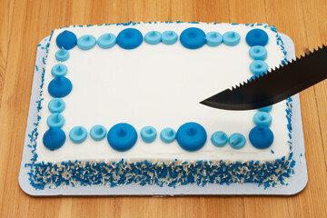 Wall Mural - Blank white and blue birthday cake