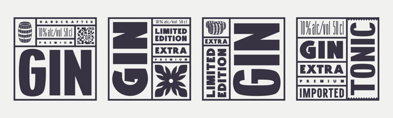 Sticker - Set of template square label for gin tonic