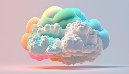 Wall Mural -  clorful cloud  cotton candy  texture -AI Generative 