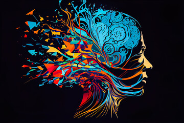 Poster - Logo creative mind. human head in profile. Generative AI, Generative, AI