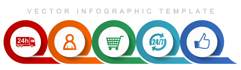 Poster - Shopping icon set, miscellaneous icons such as 24h delivery, customer, cart and like for webdesign and mobile applications, flat design infographic vector template in eps 10