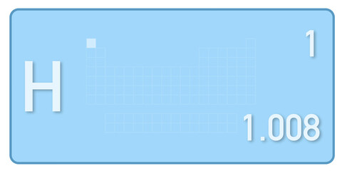 Sticker - tavola periodica degli elementi, elemento Idrogeno, illustrazione su sfondo trasparente
