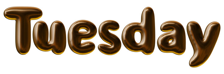 Poster - Tuesday text design day of the week in 3d rendering with modern effect style for calendar concept.