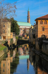 Wall Mural - Landmark called Basilica Palladina in Vicenza City in Italy and Retrone RIVER