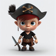 Boy With A Pirate Hat, 3d Character, Generative AI