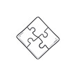 Puzzle piece doodle. Puzzle hand drawn sketch style icon. Teamwork, game doodle drawn concept. Vector illustration.