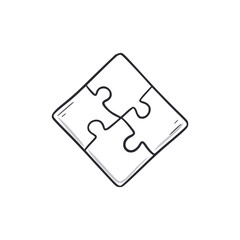 Poster - Puzzle piece doodle. Puzzle hand drawn sketch style icon. Teamwork, game doodle drawn concept. Vector illustration.