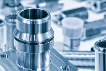Poster - Many types of metal details industrial design background, engineering technology concept
