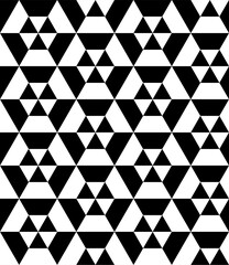 Wall Mural - seamless monochromatic vector graphic of alternating patterns of triangles and hexagons