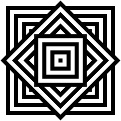 Wall Mural - Monochrome vector graphic of squares gradually increasing in size, intersected at forty five degrees with more squares