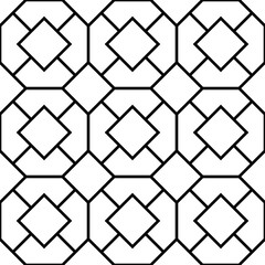 Wall Mural - Monochrome vector graphic of a joined network of squares and octagons