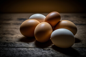 Canvas Print - Several eggs on a table Generative AI