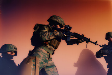 Soldier charging into action - animated style 