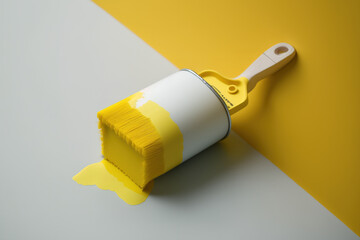 Wall Mural - Yellow paint on a rollerbrush; emphasize roller. Generative AI