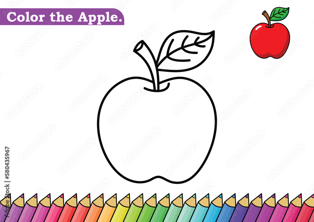 Apple coloring page. isolated coloring book. color pages for kids