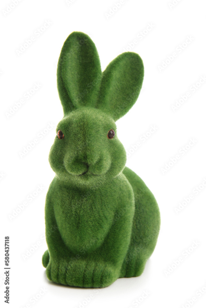 Green Easter bunny isolated on white background