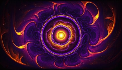 purple mandala energy, oriental yoga, chakra abstract, generative ai