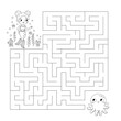 Coloring page. Maze game. Cute cartoon mermaid find way to her friend octopus. Sea theme. Fairy tale. Coloring book. Printable labyrinth. Vector illustration.