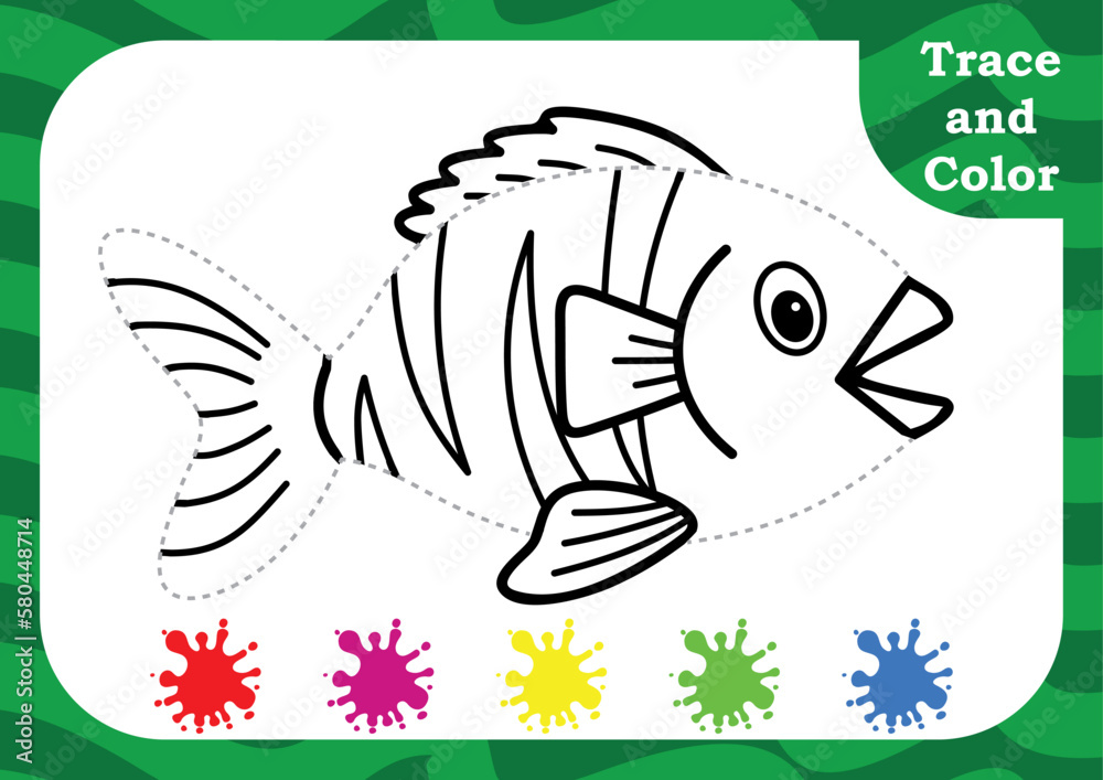 Preschool Worksheet For Practicing Fine Motor Skill Trace And Color