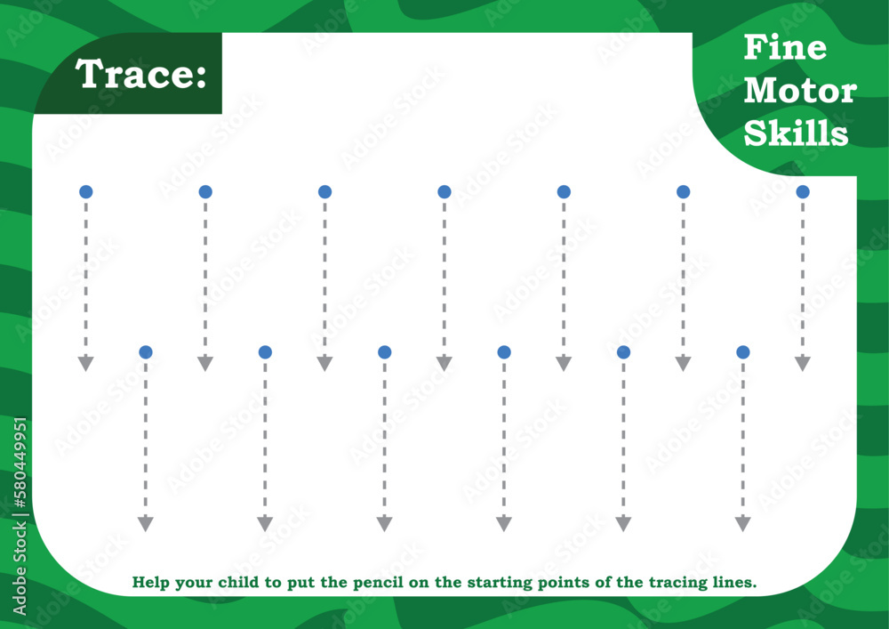 Preschool worksheet for practicing fine motor skill. Trace and color ...