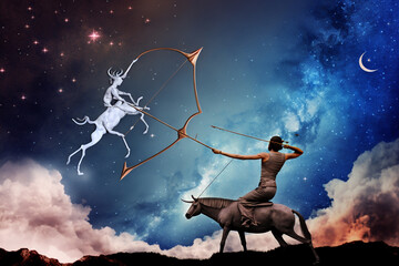 generative ai illustration surreal astrology concept. zodiac signs. sagittarius