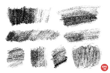 Poster - Vector hand drawn pencil like stains various shapes. Monochrome design element. One color monochrome artistic hand drawn backgrounds.