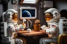 Lego Astronauts Eating Lunch 