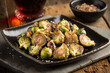 Roasted brussels sprouts and balsamic glaze plate