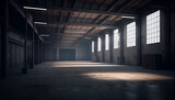 Fototapeta Do przedpokoju - Empty warehouse 3d illustration Generative AI